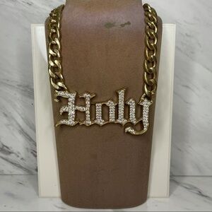 Gold HOLY Curb Chain Necklace